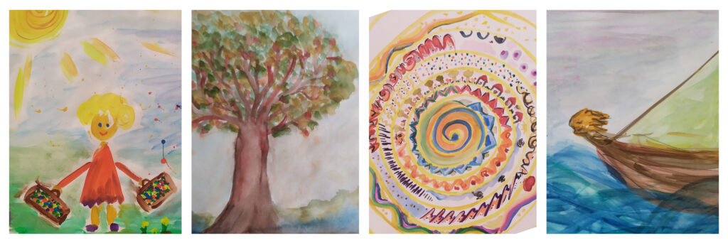 Beispiele aus verschiedenen kunsttherapeutischen Werken mit Aquarellfarben